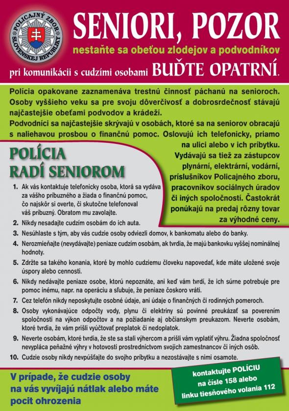 Seniori pozor Seniori pozor